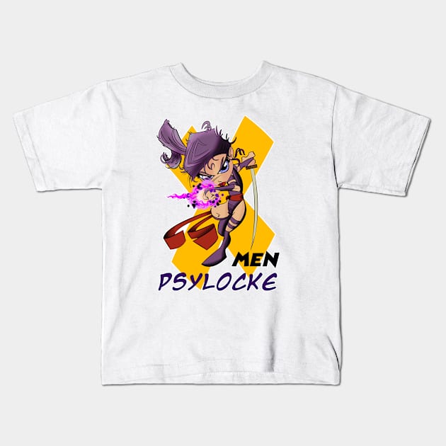 Psylocke Fan Art Kids T-Shirt by davidfeci